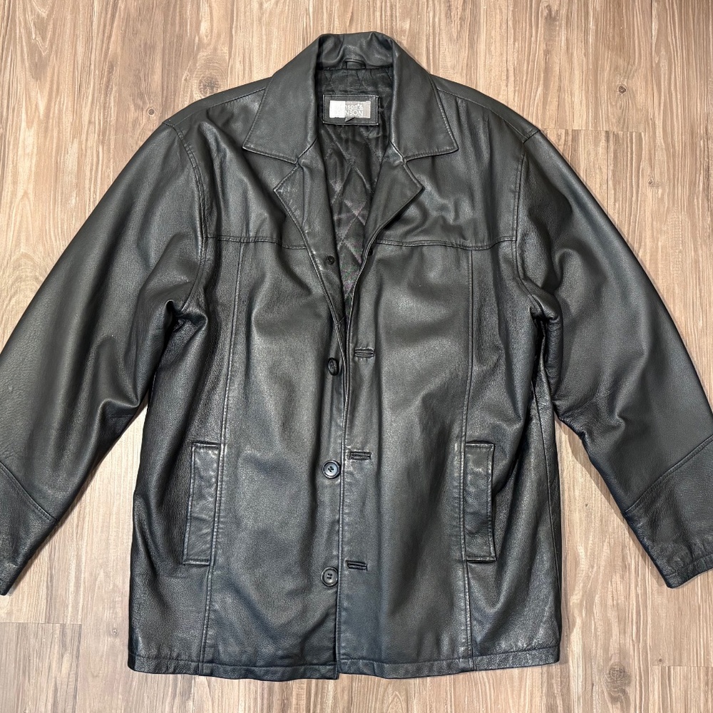 German Hanson&Hanson Men's Leather Jacket, Black, XL